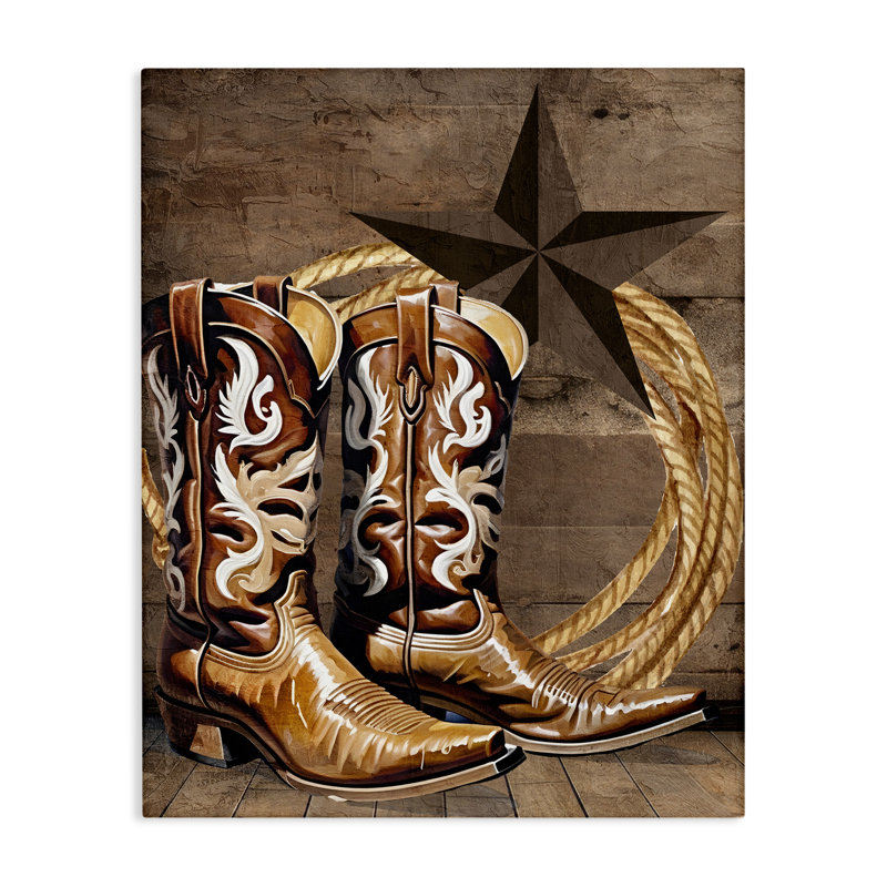 «Cowboy bottes Lone Star», art mural par Kim Allen, H 20 po x l 16 po