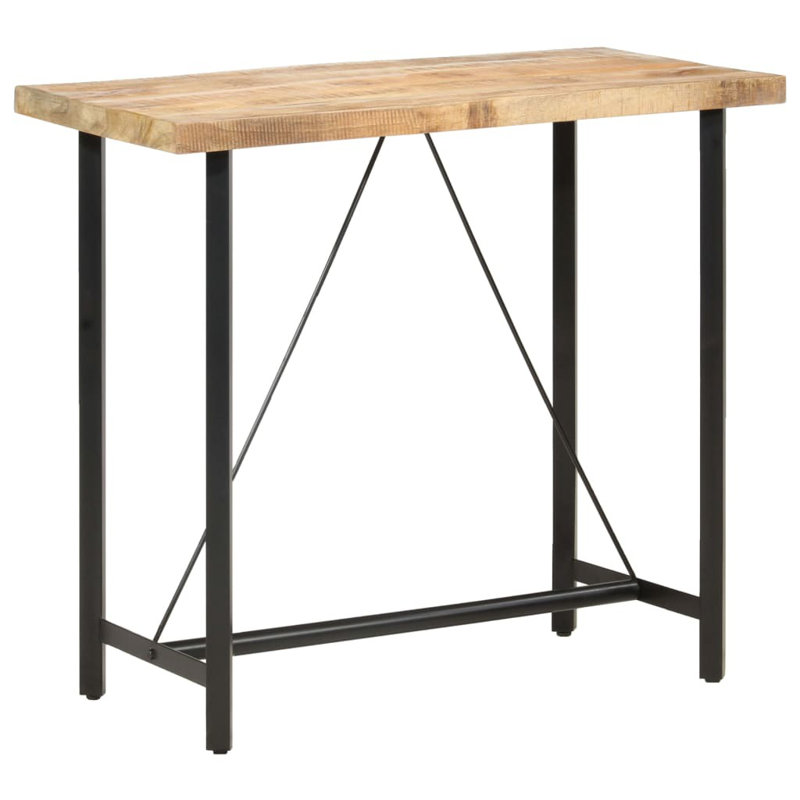 Sean Solid Wood Top Metal Base Dining Table, H107 x L120 x W58cm