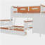 Lit superposé simple au-dessus d'un lit double en bois avec garde-robe, tiroirs, tablettes et lumière DEL (blanc + orange)