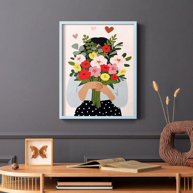 Collection Darling Valentine, reproduction encadrée B - bois massif, Bleu, H 10 po x l 8 po