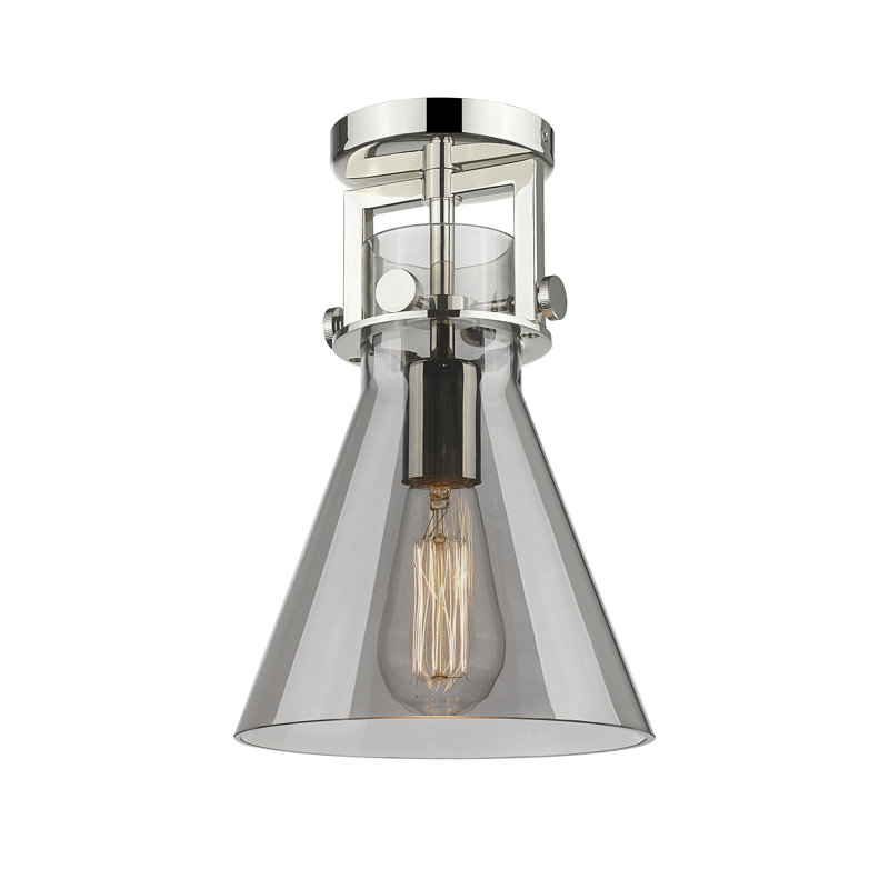 Skokie Glass Semi Flush Mount, Clear, Polished Nickel