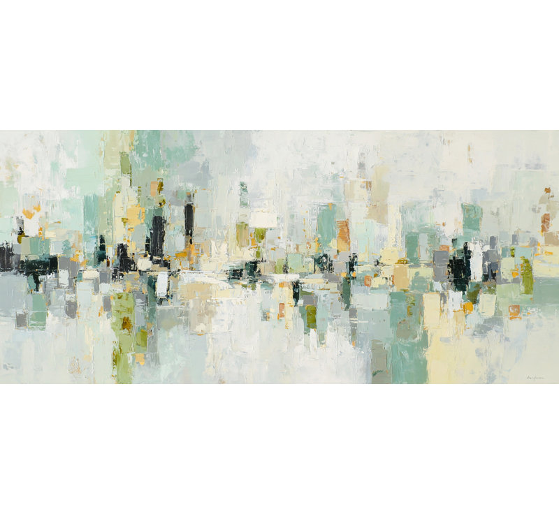 Art mural sur toile Mint City, L 55 po x H 27,5 po x P 1,5 po