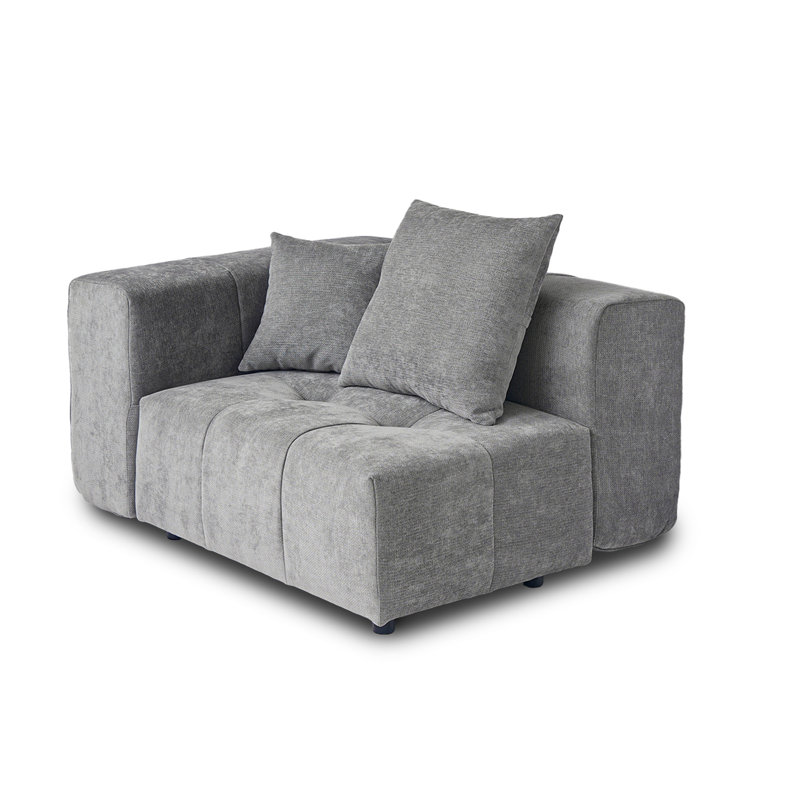 Chaise rembourrée en tissu de lin Kay, Gris clair