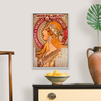 «Savonnerie de Bagnolet», affiche rétro, par Alphonse Mucha, par Alphonse Mucha, reproduction sur toile flottante