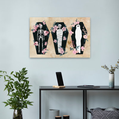 La mort devient son cercueil noir - fleurs crème