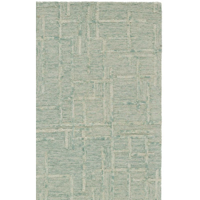 Melaniece Ebony Hand Tufted Wool Cotton Abstract Rug in Green