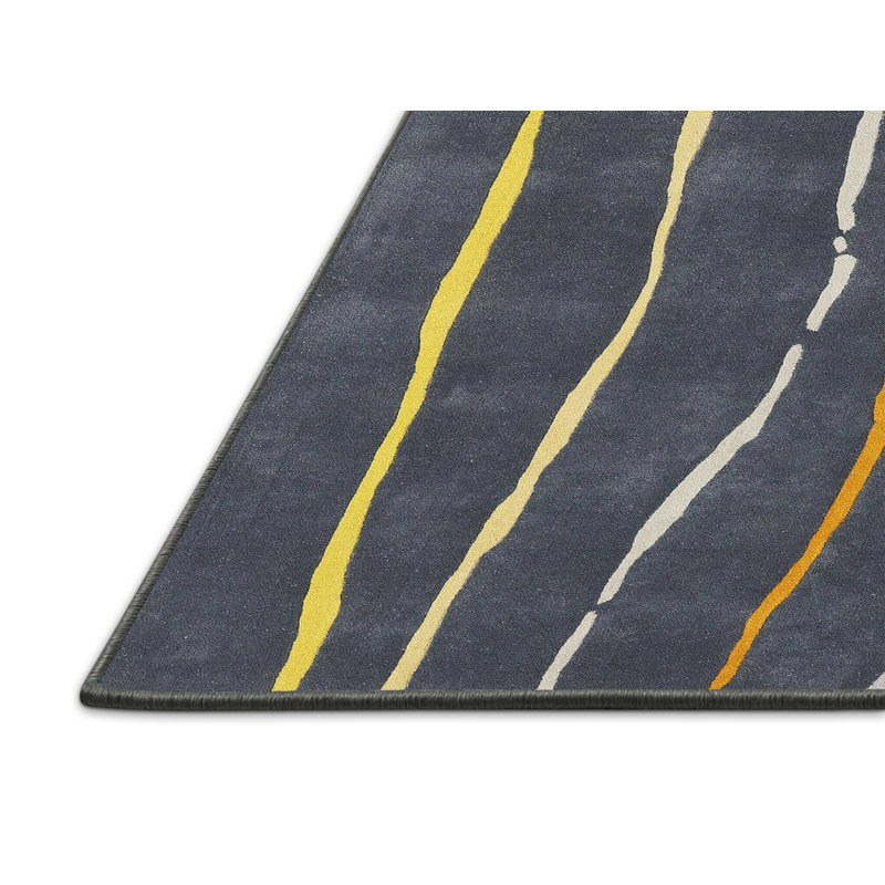 Tapis abstrait gris / jaune Adalet, Rectangle 6 pi x 9 pi