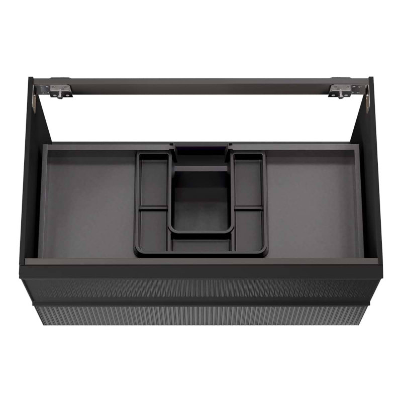 Astor 42" Single Vanity With Integrated White Solid Surfacetop, Black, 36"