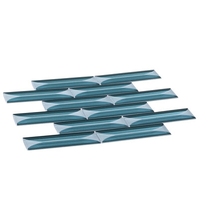 Zeinnet 2"x 6" Beveled Glass Rectangular Brick Joint Mosaic Shower Walls, Kitchen Backsplash and Wall Tile