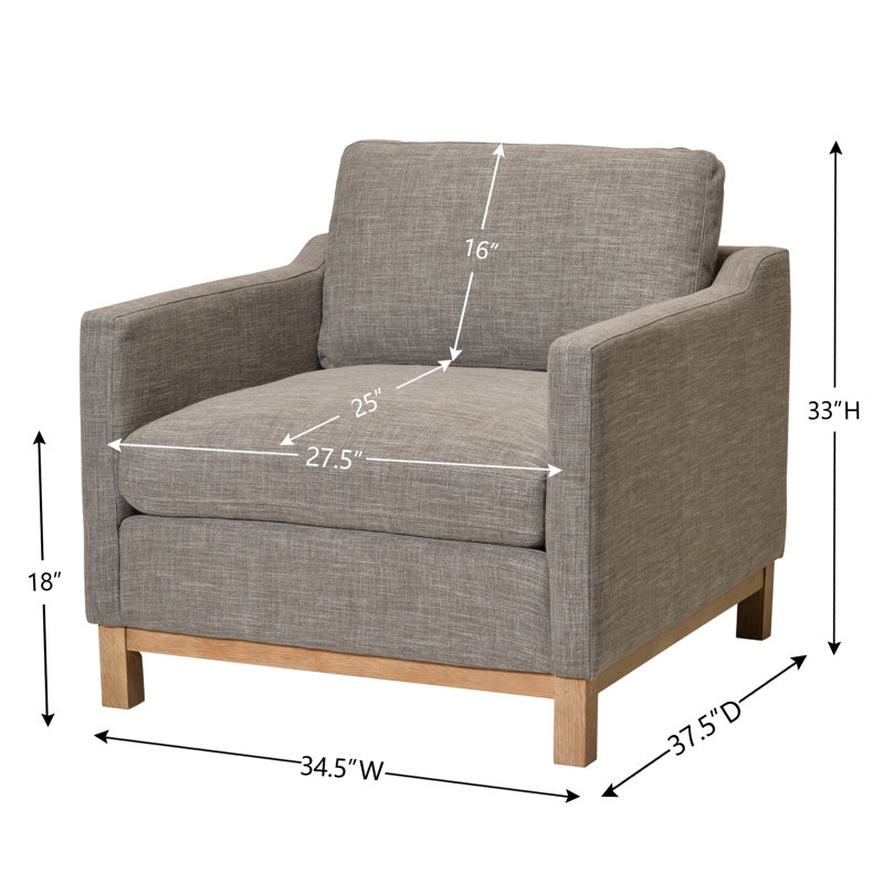 Fauteuil rembourré en duvet d'oie avec repose-pieds 34,5 po Cami, Smoke