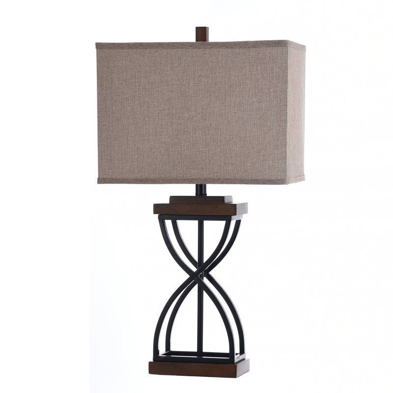 Bryshaun 1-Light Metal and Polyresin Table Lamp with Fabric Shade
