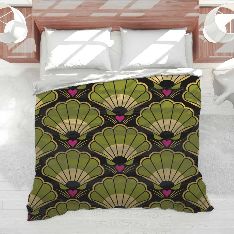 Édredon vert Art Deco Shells, King