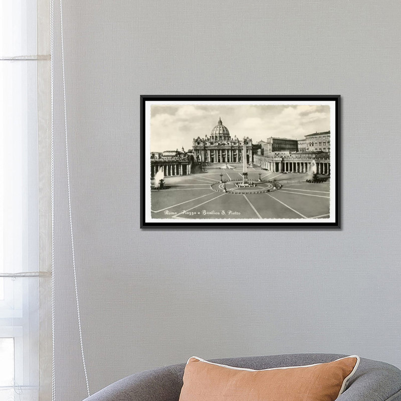 « st. pierre basilica », impression sur toile, H 18 po x l 26 po x P 1,5 po, Toile avec cadre noir, Pas de tapis