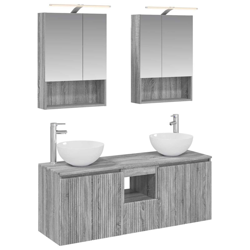 Vanity & Mirror Set, Grey Sonoma