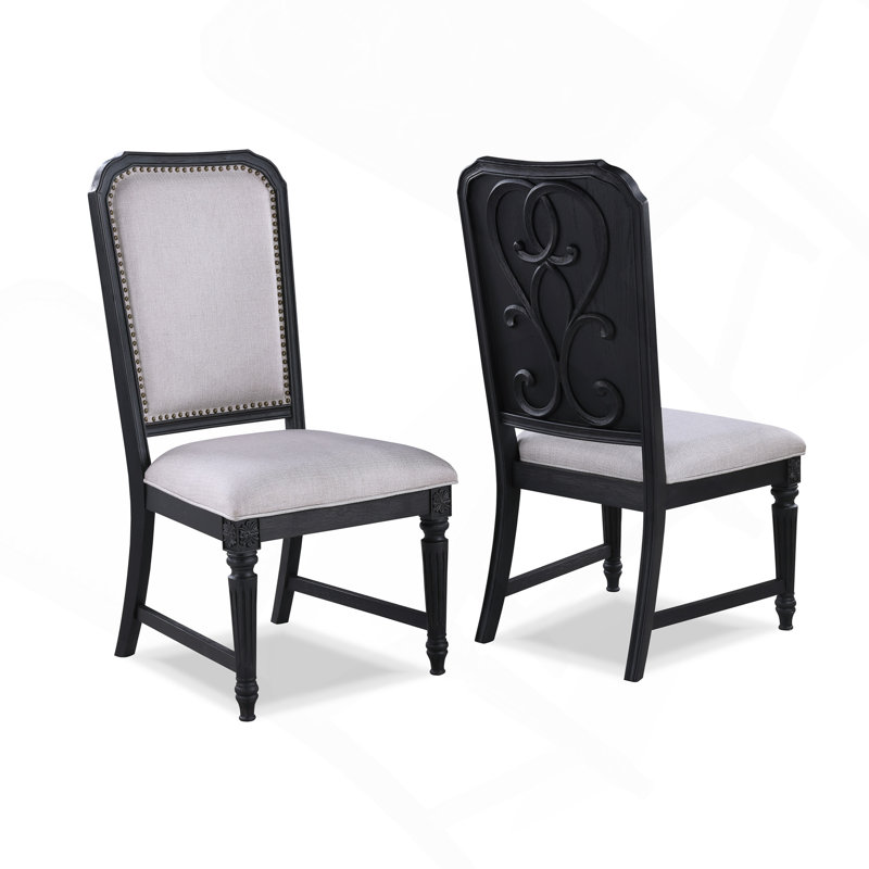Magnifique ensemble de chaises de salle à manger rembourrées en tissu avec dossier 2 pièces