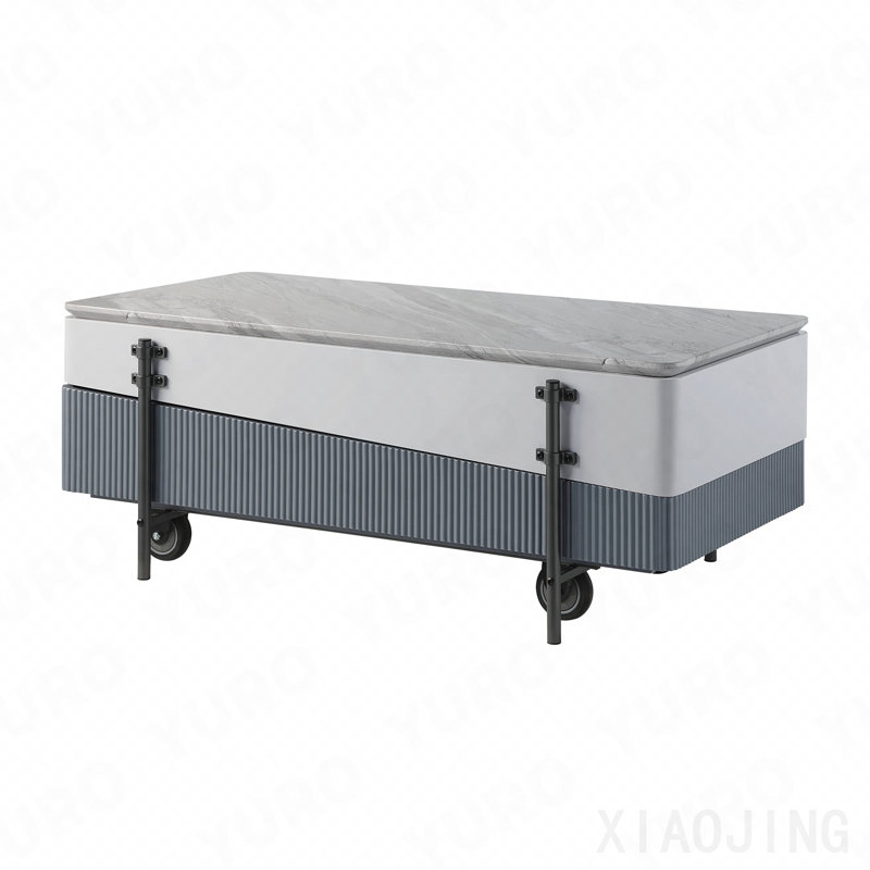 Table basse grise et blanche avec plateau relevable