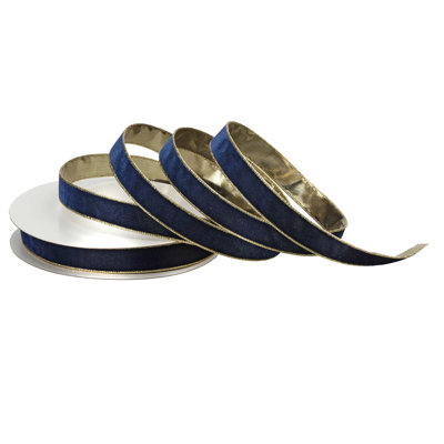1"X20Y Wired Velvet Ribbon W/Metallic Edge