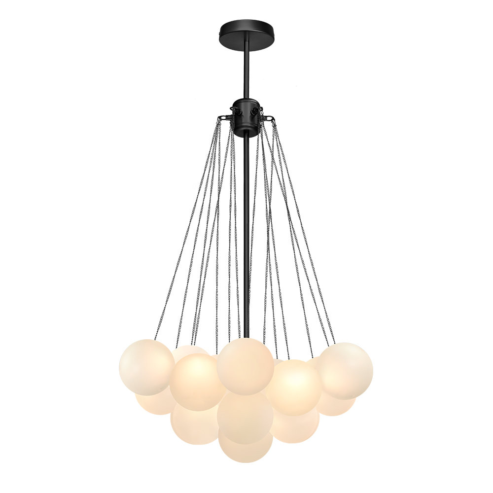 Aniston 3-Light Frosted Glass Bubble Globe Cluster Chandelier Kitchen Island Pendant Lamp