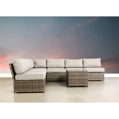 Fully Assembled 8 - Piece Patio Conversation For 6 People, Rust Aluminum Frame, 5" Thick Open Cell Foam Cushions, Machine Washable Covers, Rearranged Sectional Person Seating Group, With Modular And