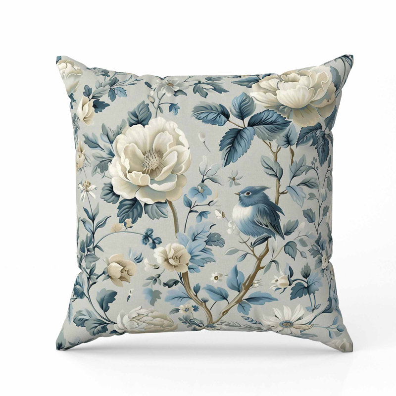 Coussin en faux suède Misty Morning, Bleu / Vert, Carré 26 po