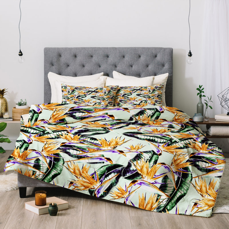 Ensemble d’barragan camarasa floral exotique marta, Édredon grand + 2 taies d'oreiller standard