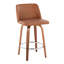 Tabouret de comptoir de style moderne Mid-Century à hauteur fixe de 26 po avec pivot en bois de noyer et repose-pieds rond en chrome Toriano par Lumisource - ensemble de 2