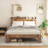 Wood Platform Bed Frame With Storage LED Light Headboard And 2 USB , Noise Free,No Box Spring Needed And Easy Assembly Tool,Large Under Bed Storage-2139011067-2139011064
