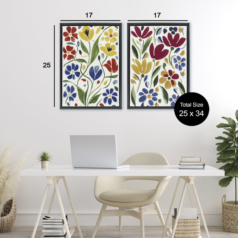 Ensemble de 2 cadres flottants scandinaves Wild Flowers, design par Annabelle Hall, H 25 po x l 17 po