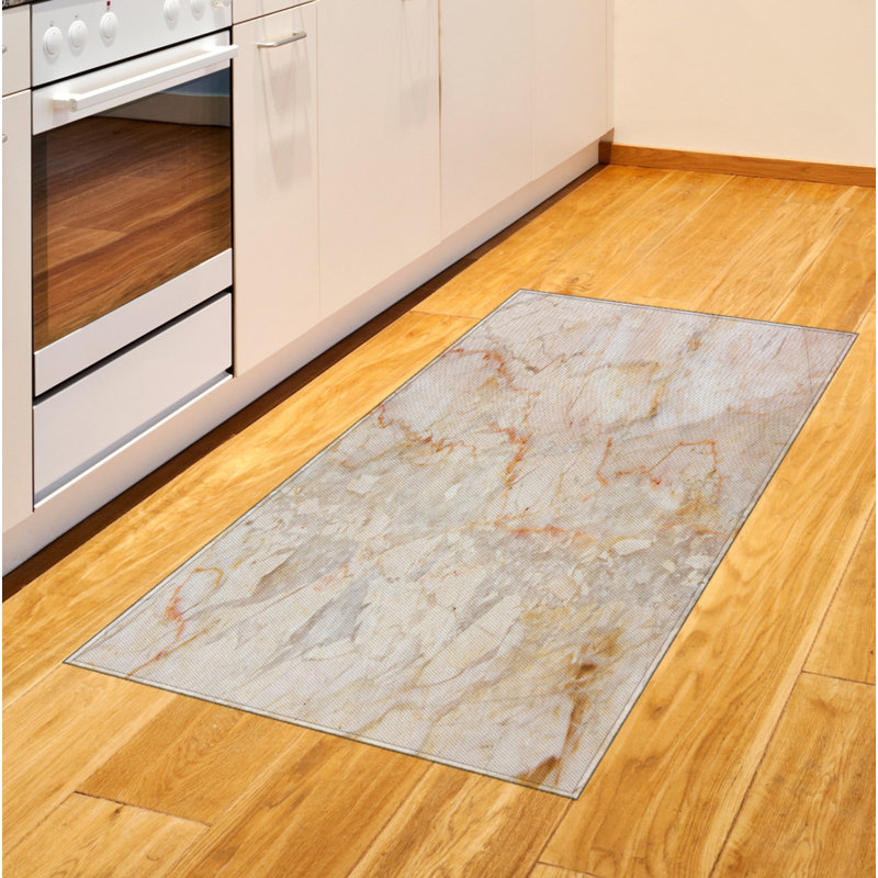 Marble Print High Density Long Fiber Poly Threads Decorative Area Rug Carpet, Rectangle 2'7" x 5'
