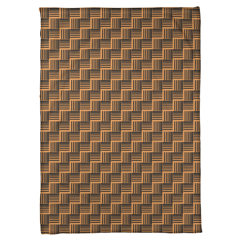Couverture polaire à rayures classic basketweave, l 60 po x L 80 po, Orange / Noir