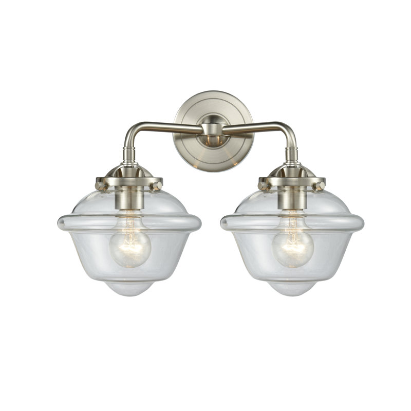 Éclairage pour salle de bain 2 lumières Baptiste, DEL, Transparent, Nickel satiné brossé