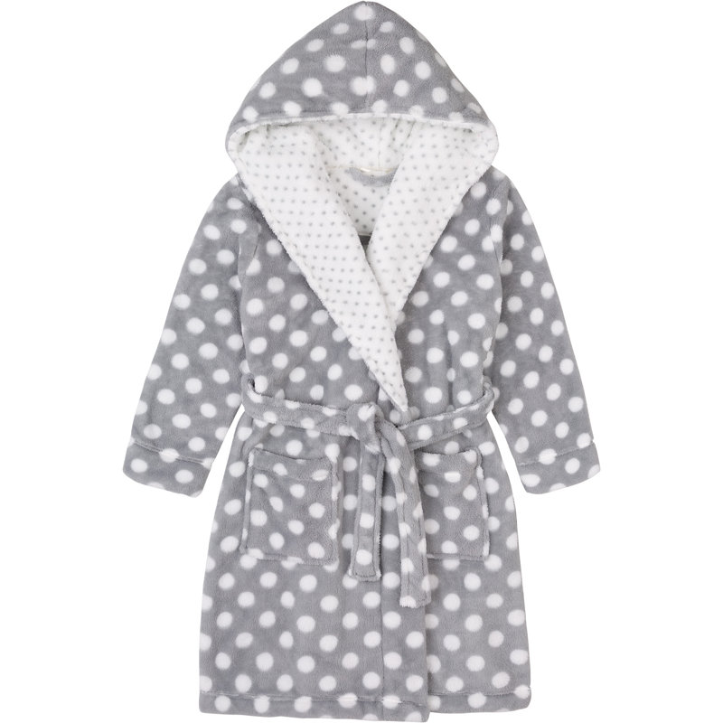  Peignoir moelleux en molleton, Gris, Grand