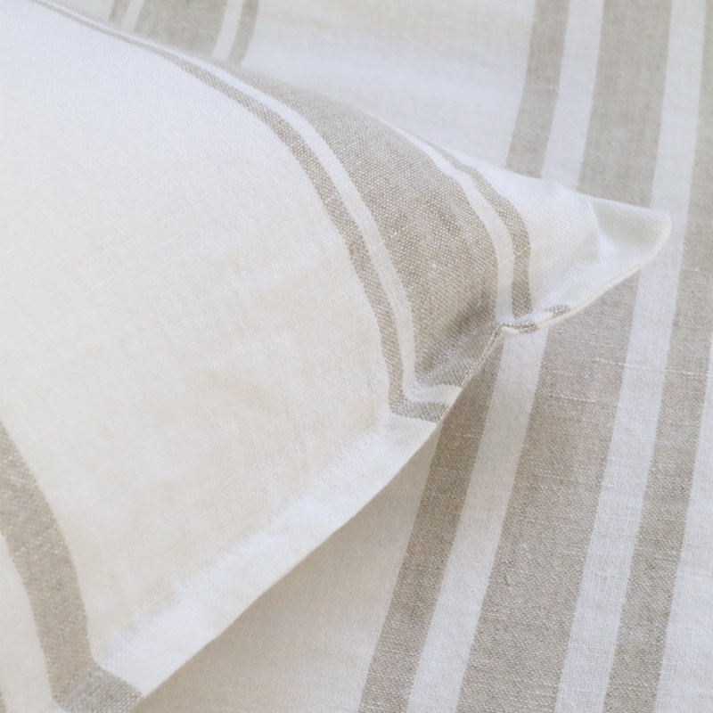 Jackson 100% Linen Buttons Sham, Standard, White/Natural
