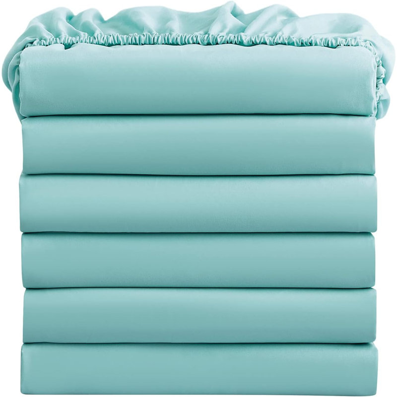 Ensemble de 6 draps-housses ajustables tout autour pour un ajustement parfait - draps 100% microfibre ultra douce et brossée deux fois