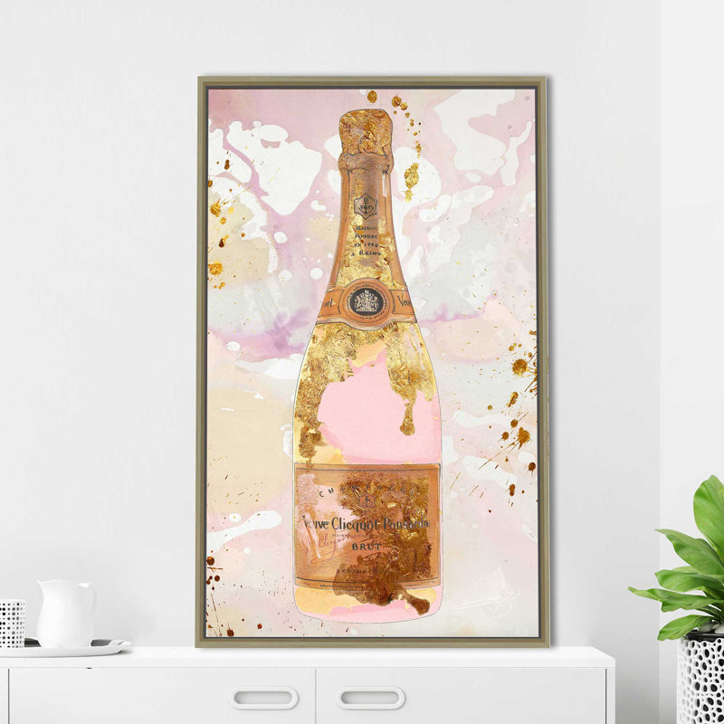 Champagne in Pink (Vertical) par By Jodi - impression, Cadre flottant champagne, H 33,5 po x l 21,5 po x P 2 po
