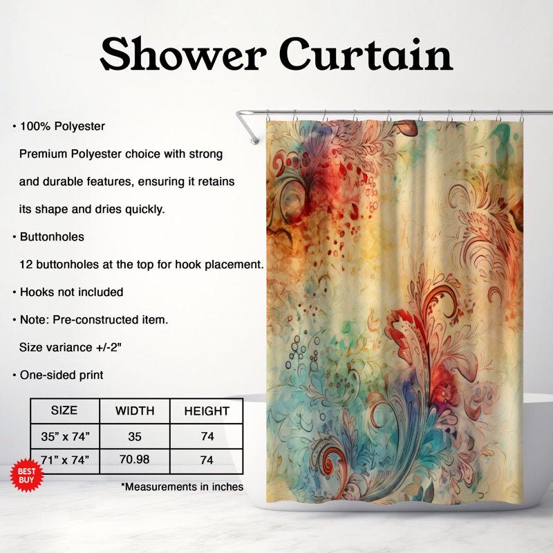 Rideau de douche Traditional, H 74 po x l 71 po