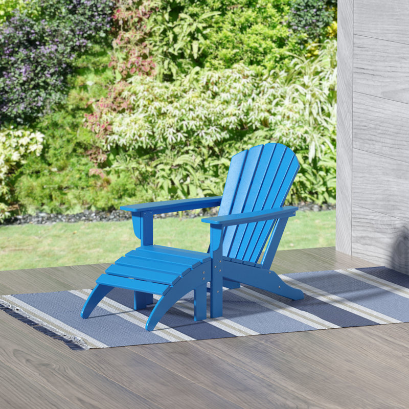 Ensemble de chaise Adirondack en plastique avec repose-pieds Altura, Bleu pacifique