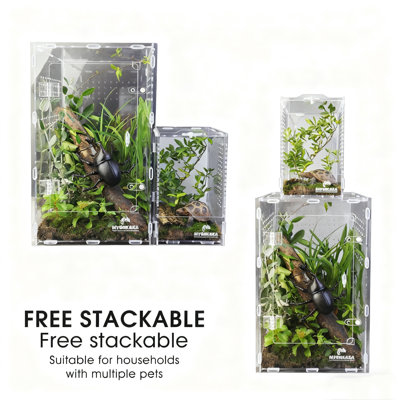 No-Assembly Reptile Tank (Size M) - High Transparency, Breathable & Secure Enclosure, Ideal Habitat For Hermit Crabs, Tarantulas, Turtles & Jumping Spiders
