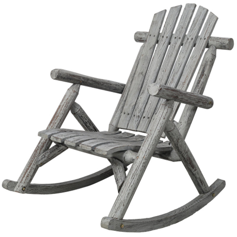 Wooden Porch Rocker Chair, Light Gray