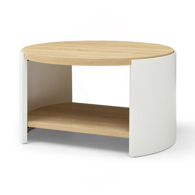 Round Coffee Table With Storage Shelf, Modern Design For Living Room