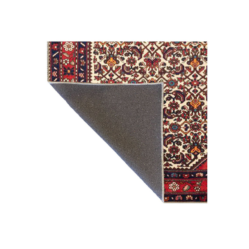 Tapis décoratif floral rouge à motif géométrique coloré, Sous-tapis carré 3 pi 3 po inclus