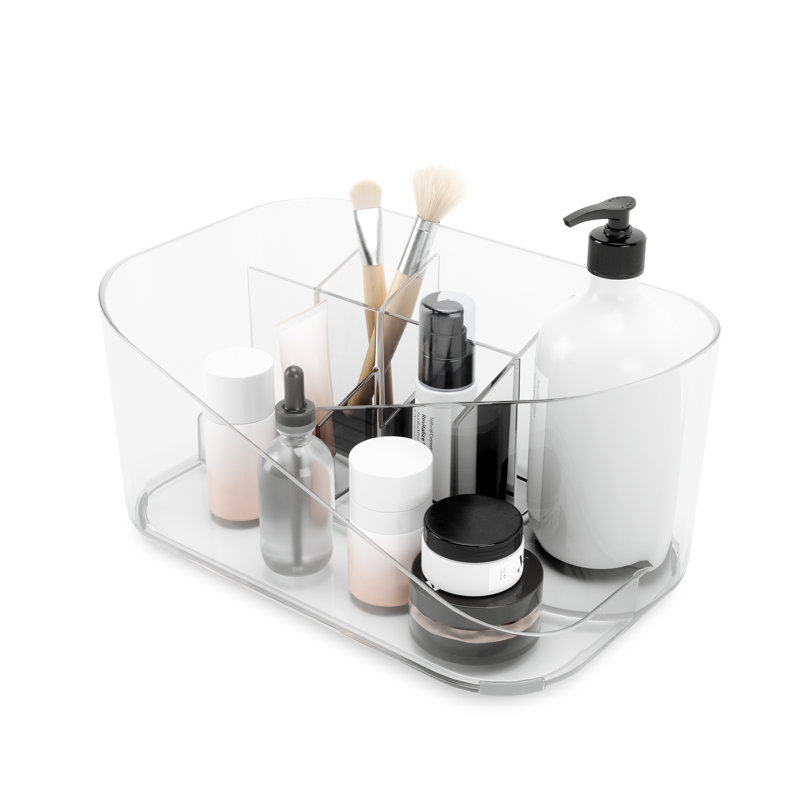 Clear Rectangular Acrylic Makeup Organizer with Compartments