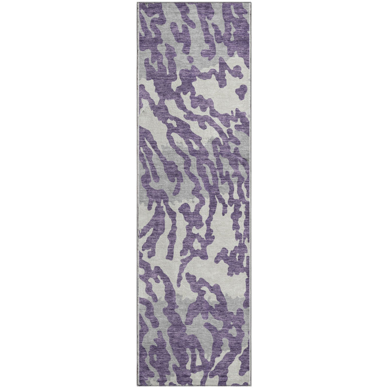 Premium Machine Washable Prisco Purple Rug, Runner 2'3" x 7'6"