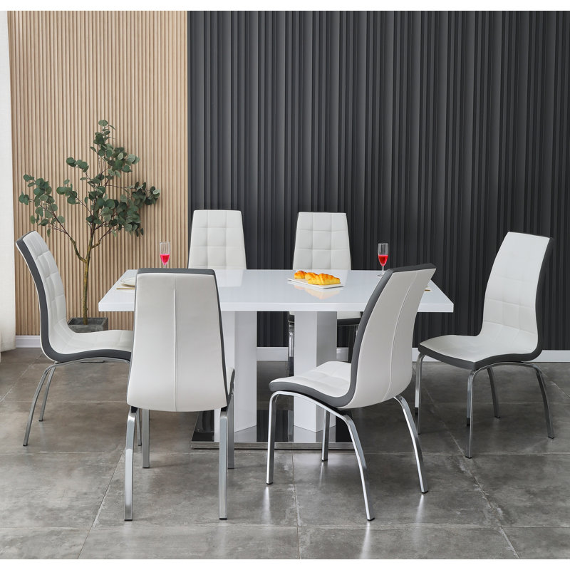 Knauer 6 - Person Dining Set, White, White