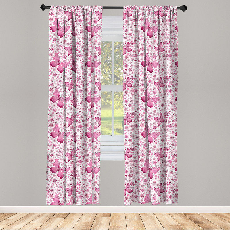 Butterfly Window Floral Semi-Sheer Rod Pocket Curtain Panel, 28" x 95"
