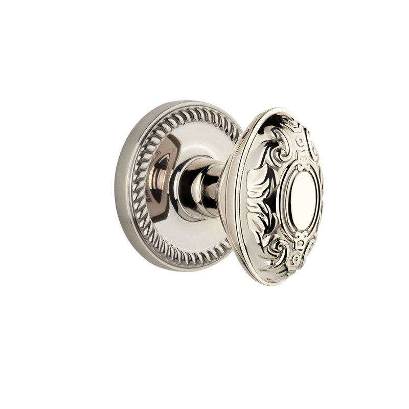 Grandeur Newport Rosette Passage with Grande Victorian Door Knob, Polished Nickel, 2 3/8"