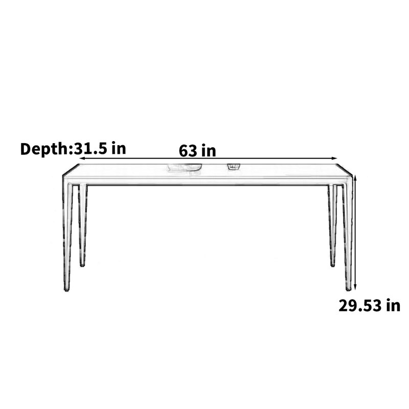 Light luxury simple rectangular retro rock table, 29.53"H x 63"L x 31.5"W