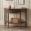 Console en demi-lune de style champêtre avec tiroir et tablette inférieure, table d'entrée pour salon, couloir ou hall d'entrée