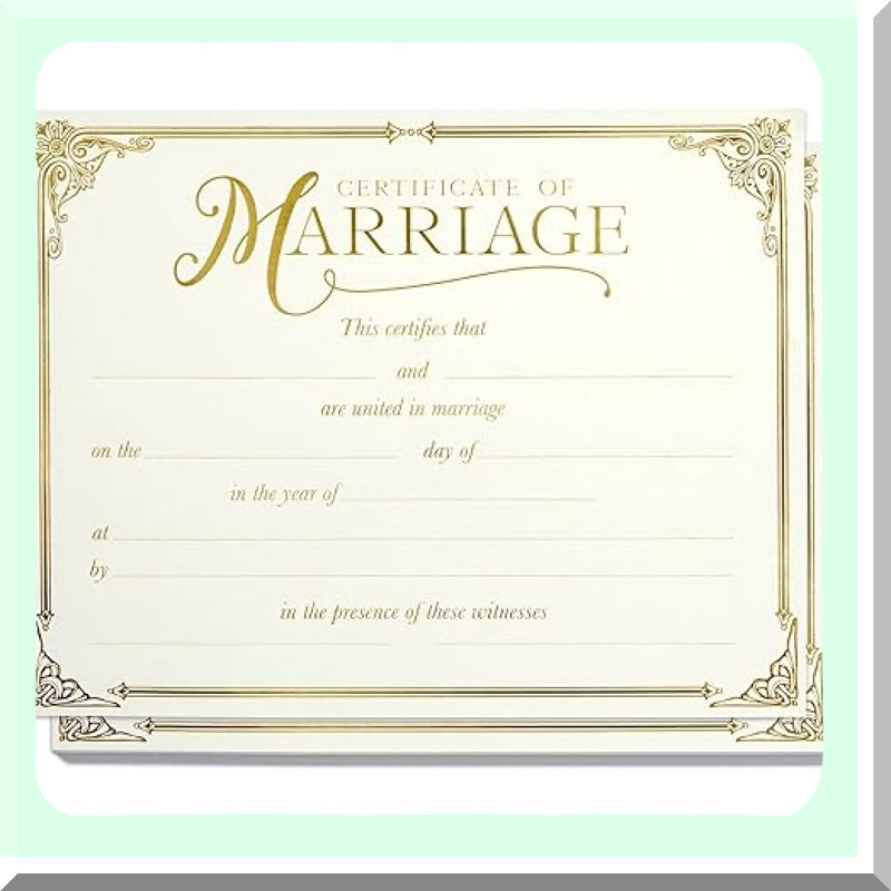 Elegant Wedding Certificate Papers for Nuptials