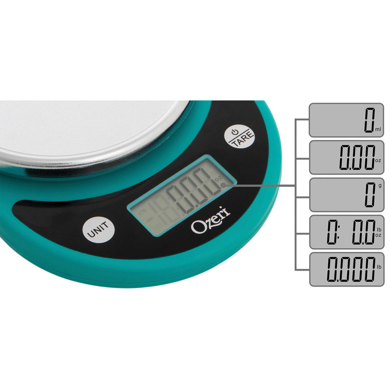 Teal Digital Kitchen Scale with LCD Display and Tare Function